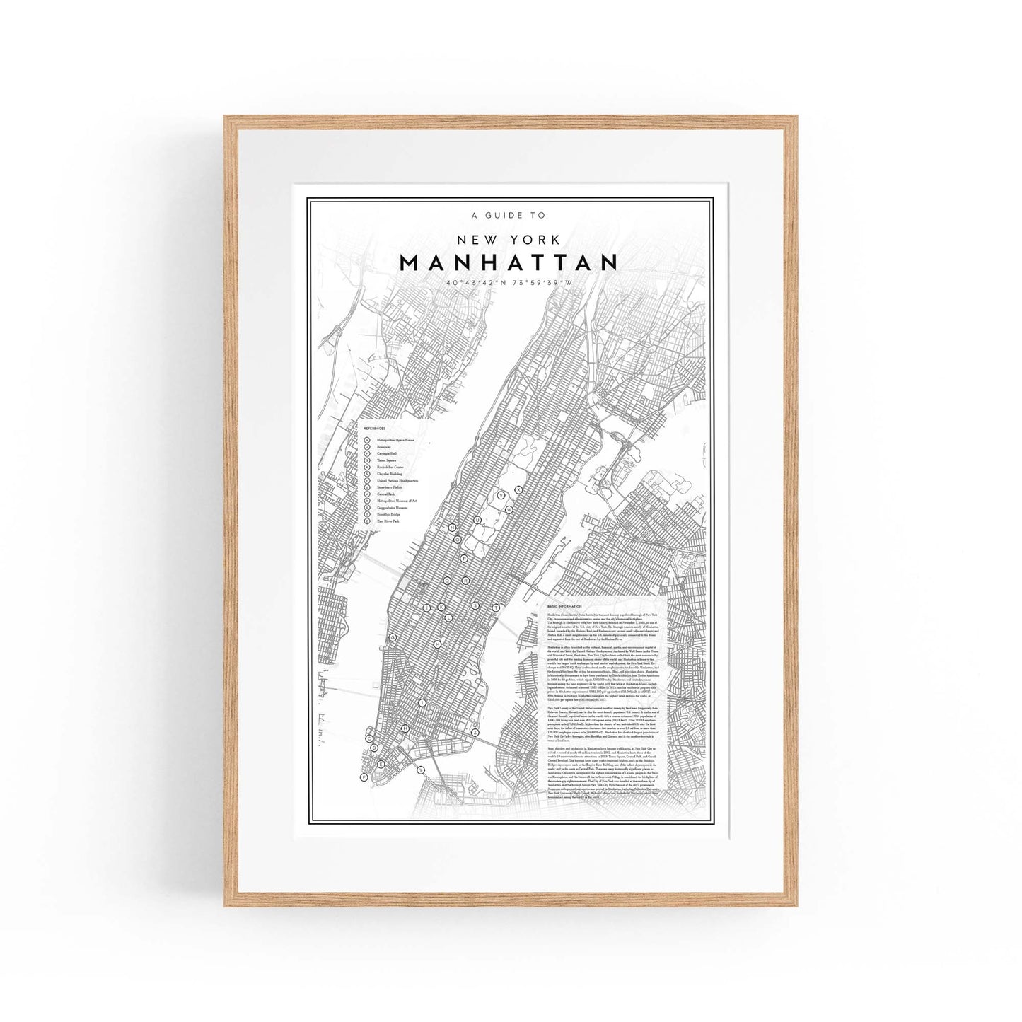 Minimal Manhattan Detailed Map New York Wall Art - The Affordable Art Company