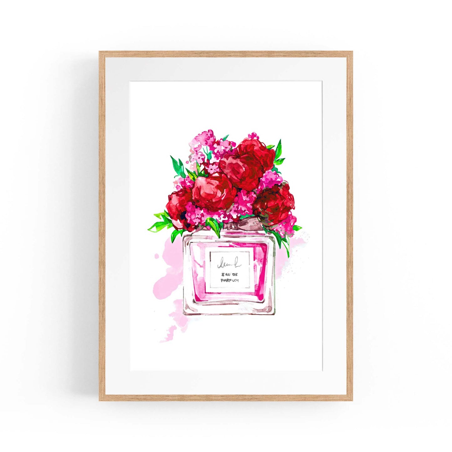 Red Floral Perfume Bottle Fashion Wall Art - The Affordable Art Company