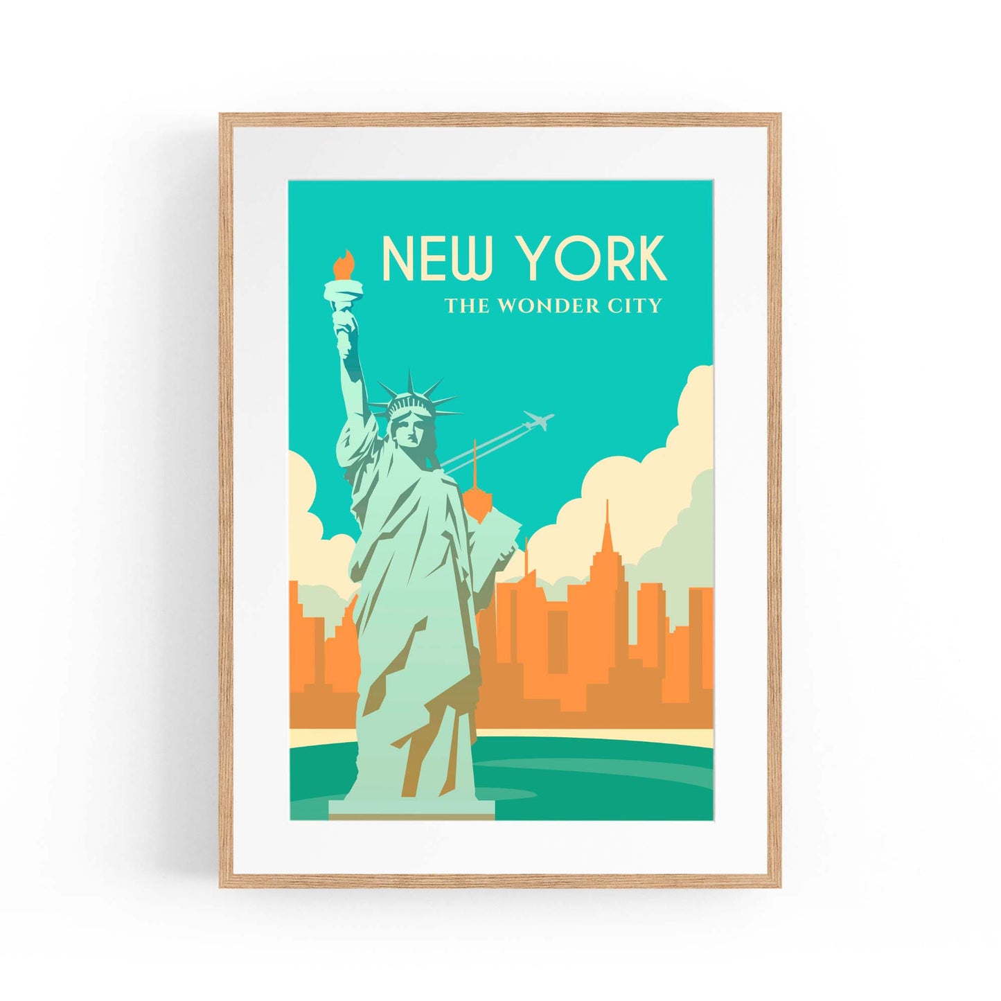 Retro New York USA Vintage Travel Wall Art - The Affordable Art Company