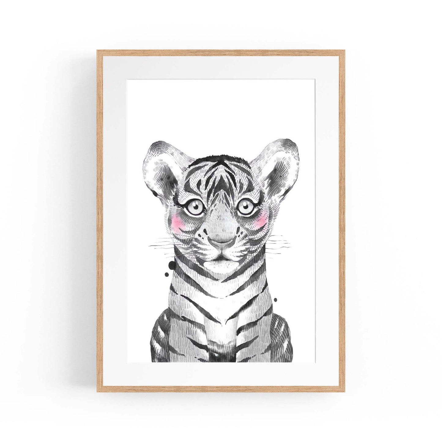 Cute Blushing Baby Tiger Nursery Animal Wall Art - The Affordable Art Company