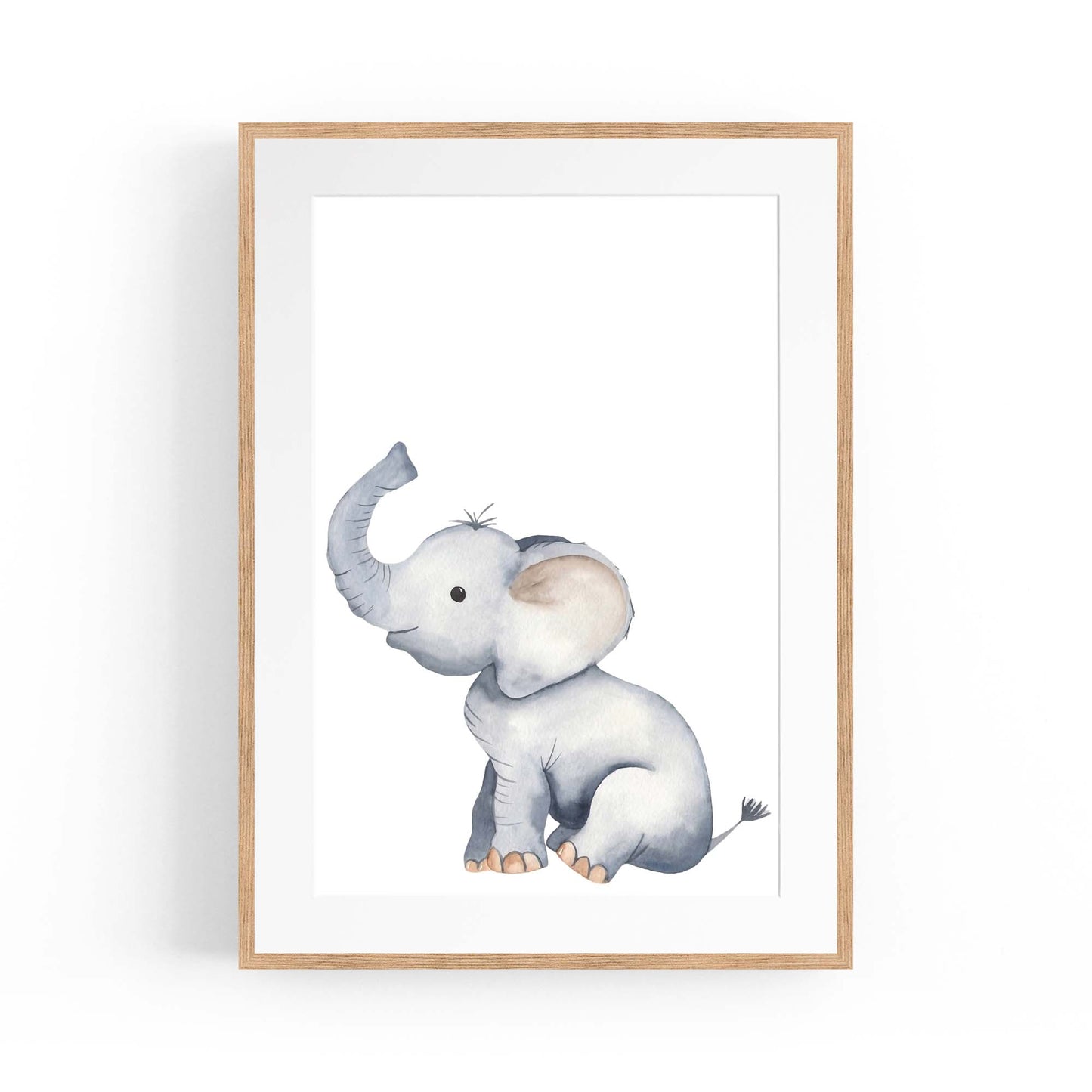 Cartoon Elephant Cute Nursery Baby Animal Wall Art #1 - The Affordable Art Company