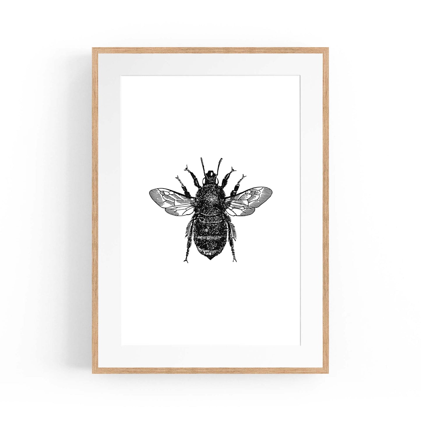 Bumblebee Drawing Insect Minimal Wall Art - The Affordable Art Company