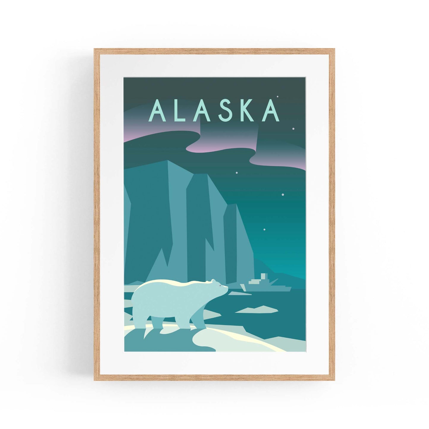 Retro Alaska USA World Travel Vintage Wall Art - The Affordable Art Company