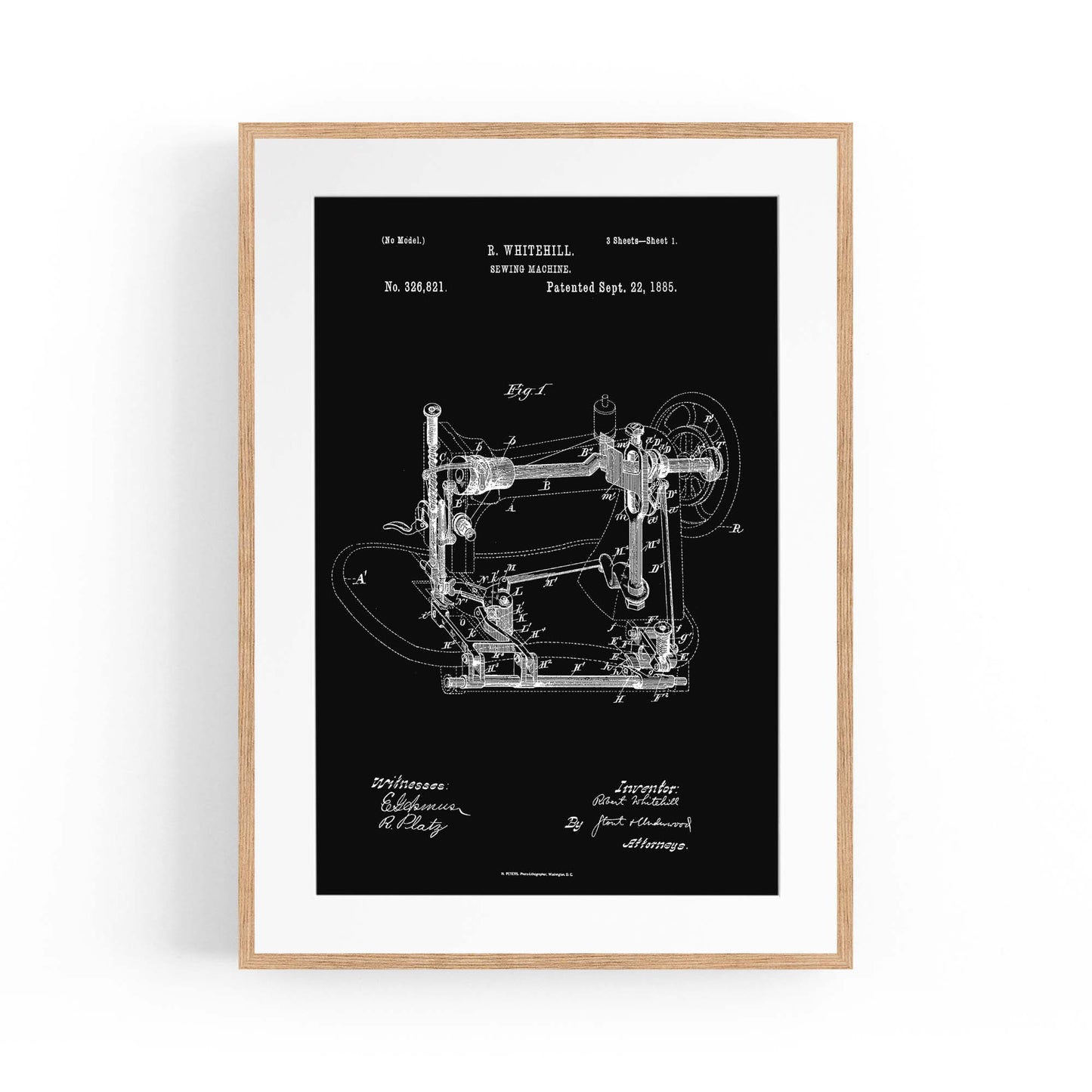 Vintage Sewing Machine Patent Wall Art #1 - The Affordable Art Company