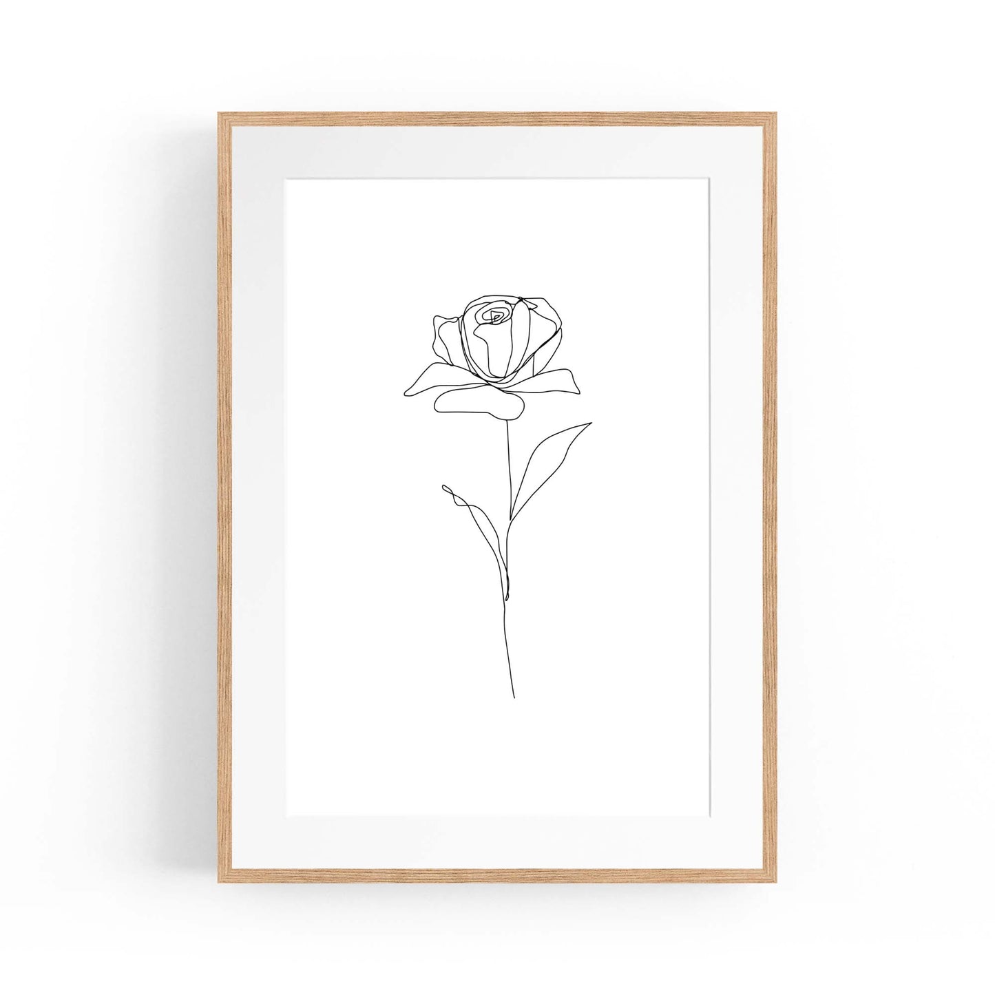 Minimal Rose Flower Line Drawing Abstract Wall Art #1 - The Affordable Art Company