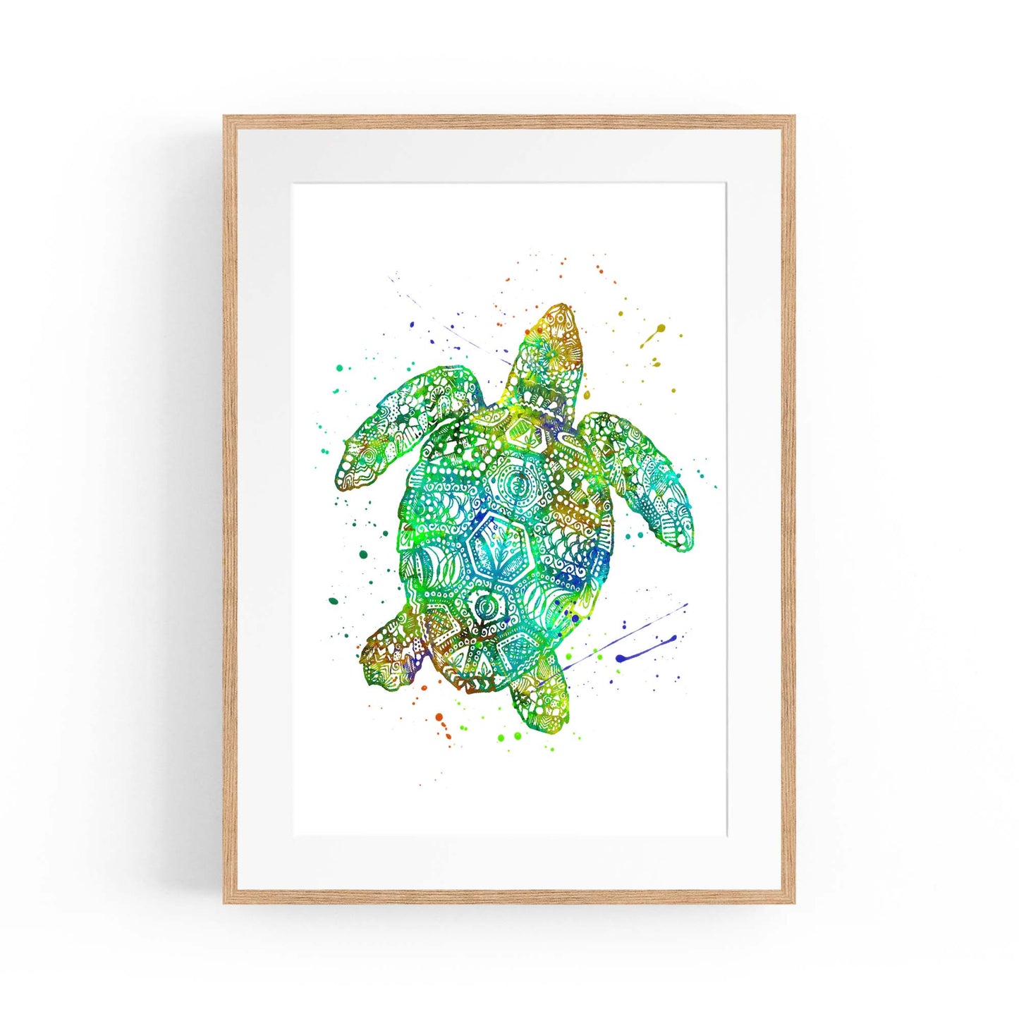 Green Sea Turtle Mandala Animal Wall Art - The Affordable Art Company