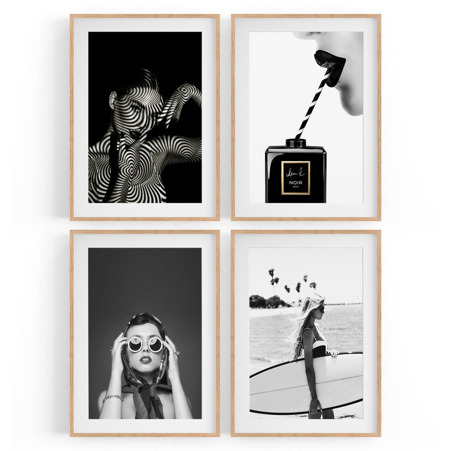 Set of 4 Fashion Inspired Black and White Bedroom Photography Wall Art - The Affordable Art Company