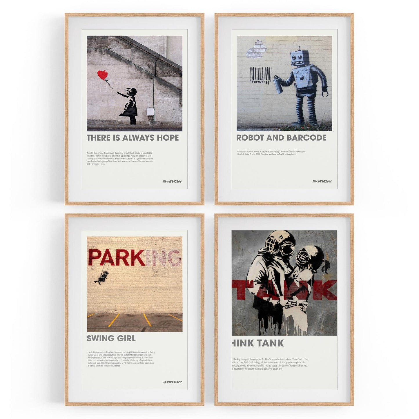 Set of 4 Banksy Graffiti Gallery Style Urban Street Wall Art - The Affordable Art Company