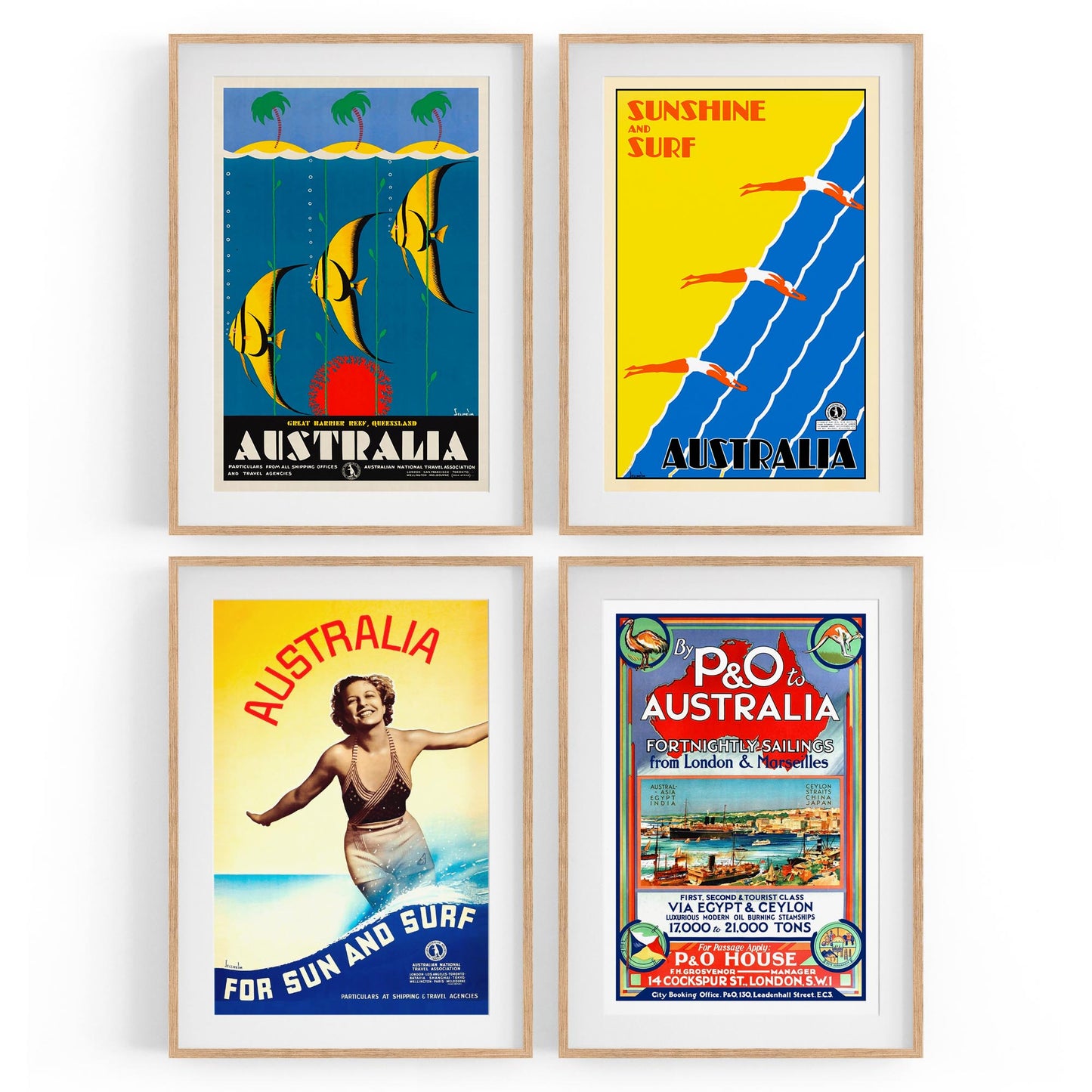 Set of 4 Australian Vintage Advertisements Wall Art - The Affordable Art Company