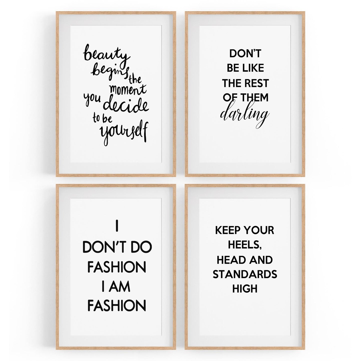 Set of 4 Inspirational Fashion Quotes Bedroom Wall Art - The Affordable Art Company