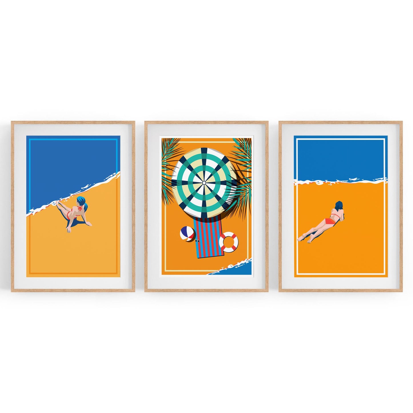 Set of Retro Beach Summer Coastal Wall Art #1 - The Affordable Art Company