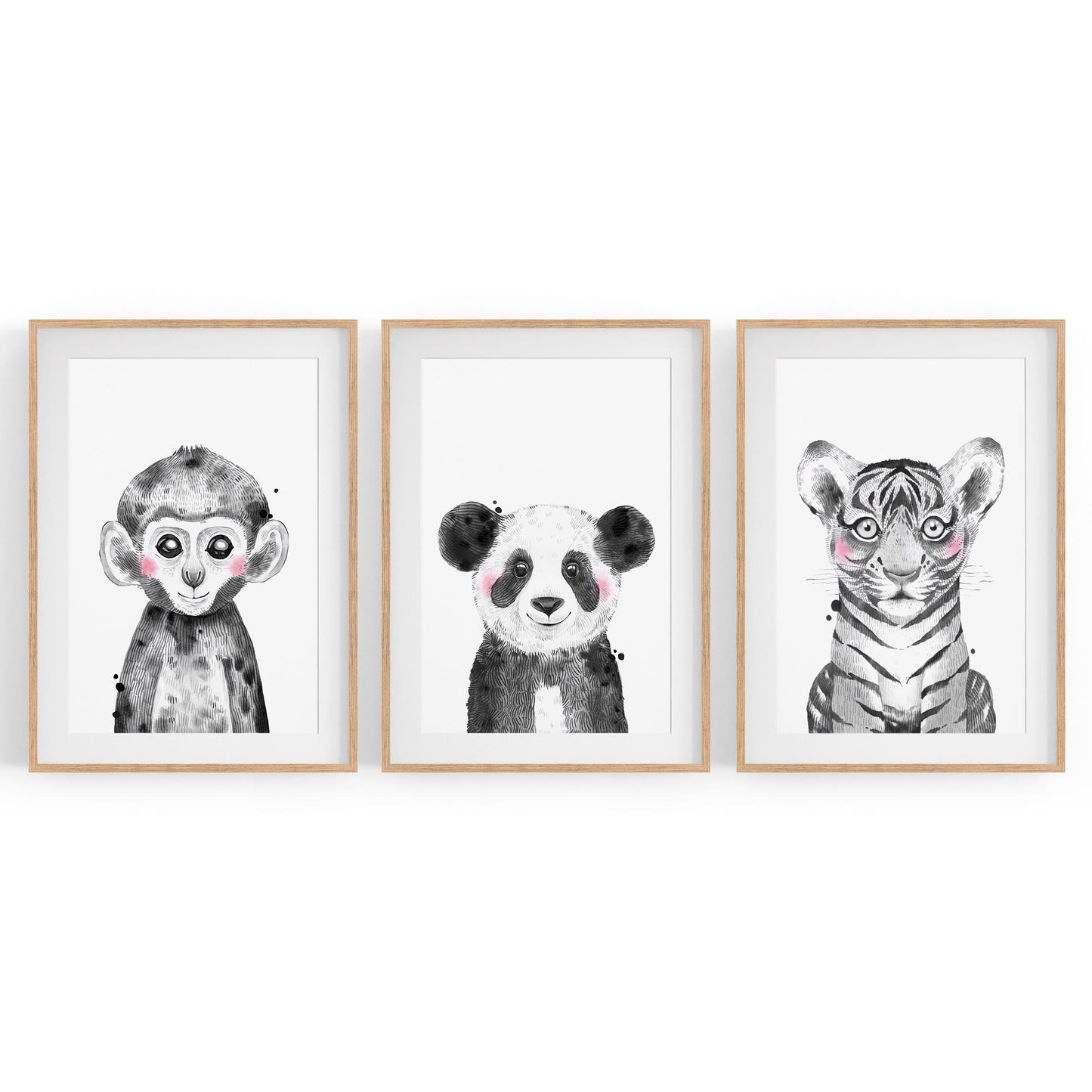 Set of Blushing Jungle Animals Nursery Wall Art - The Affordable Art Company