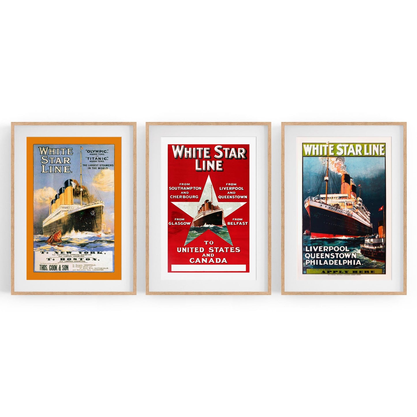 Set of Vintage White Star Line Advert Wall Art - The Affordable Art Company