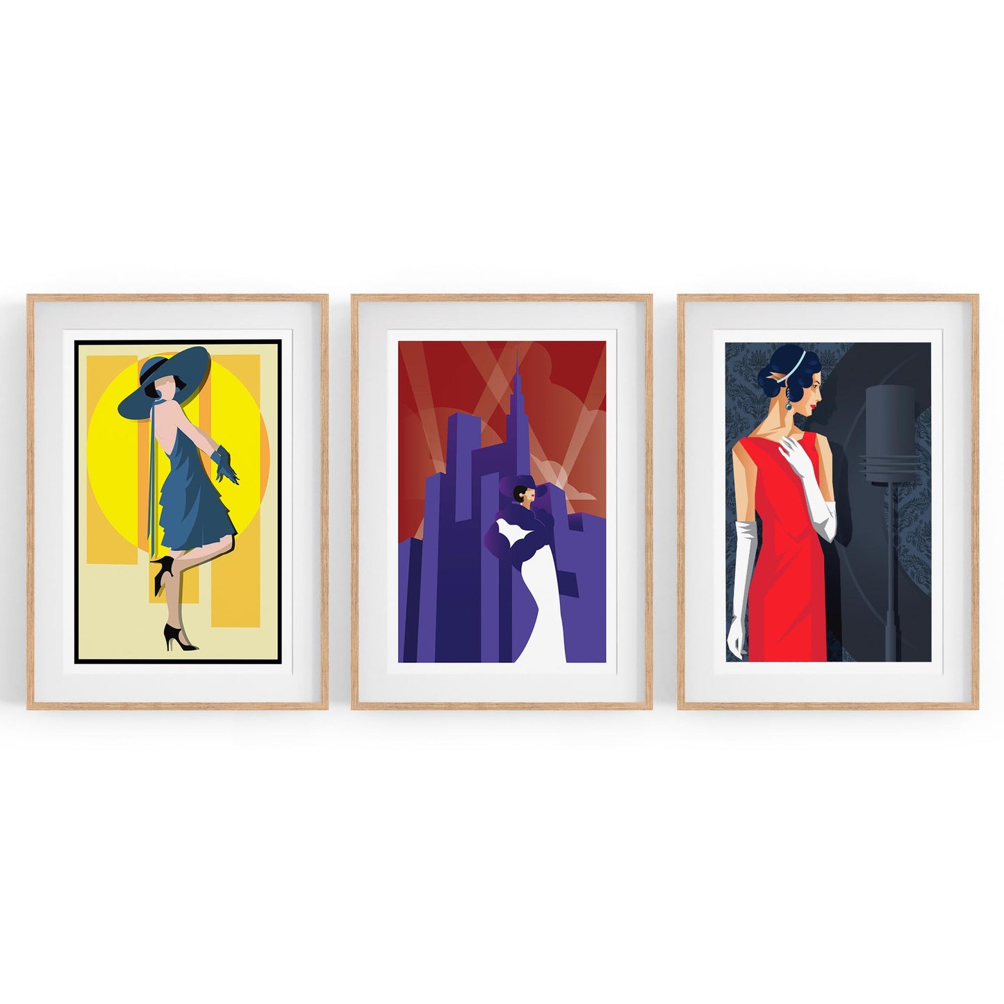 Set of Art Deco Fashion Girls Bedroom Wall Art - The Affordable Art Company