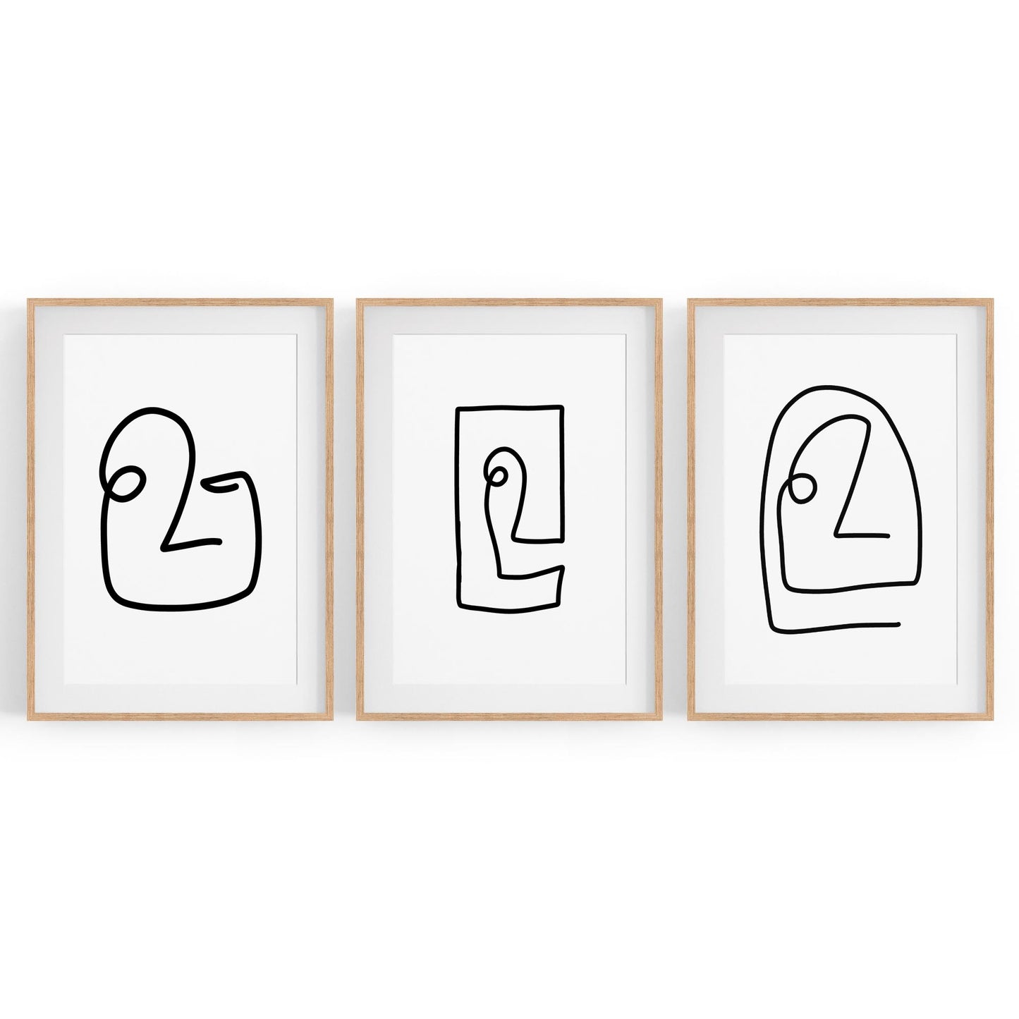 Set of Face Line Drawings Abstract Style Wall Art #1 - The Affordable Art Company