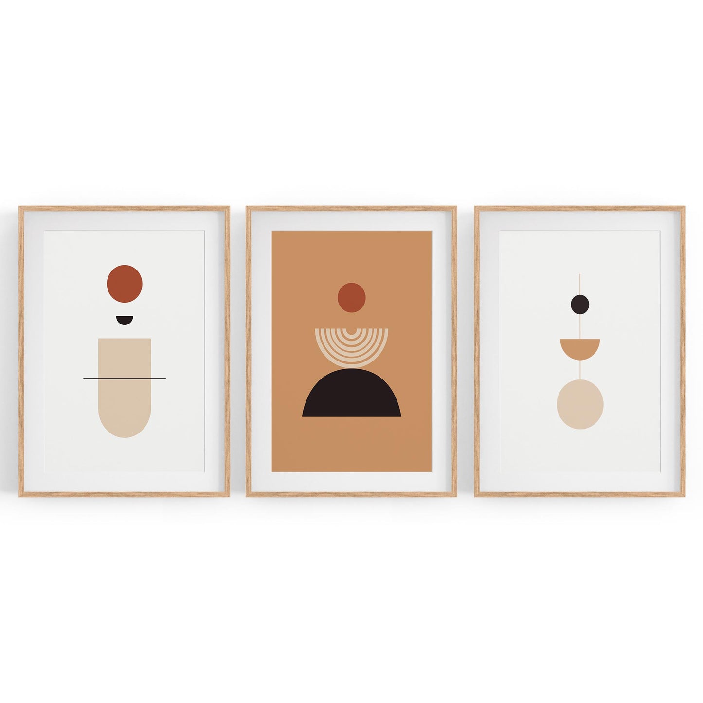 Set of Abstract Shape Retro Minimal Modern Art #1 - The Affordable Art Company