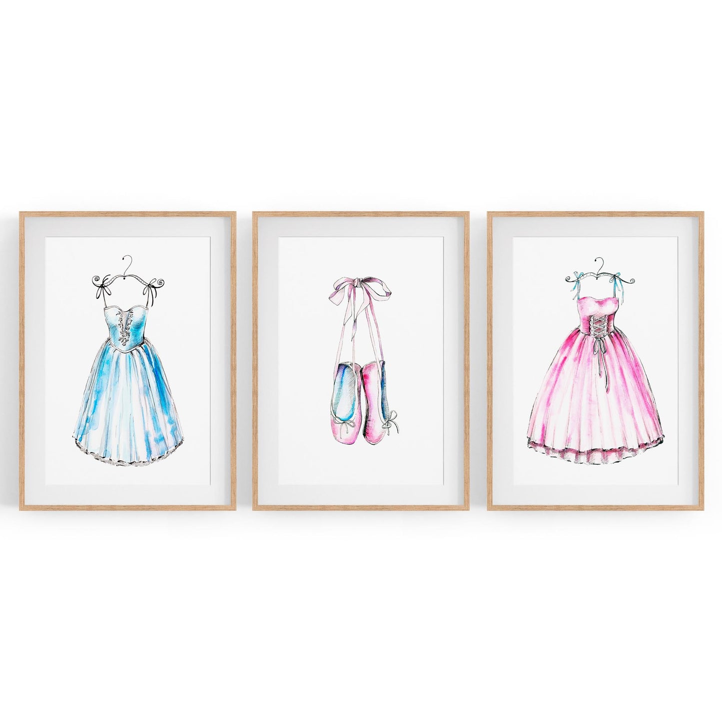 Set of Cute Ballerina Girls Bedroom Ballet Wall Art - The Affordable Art Company