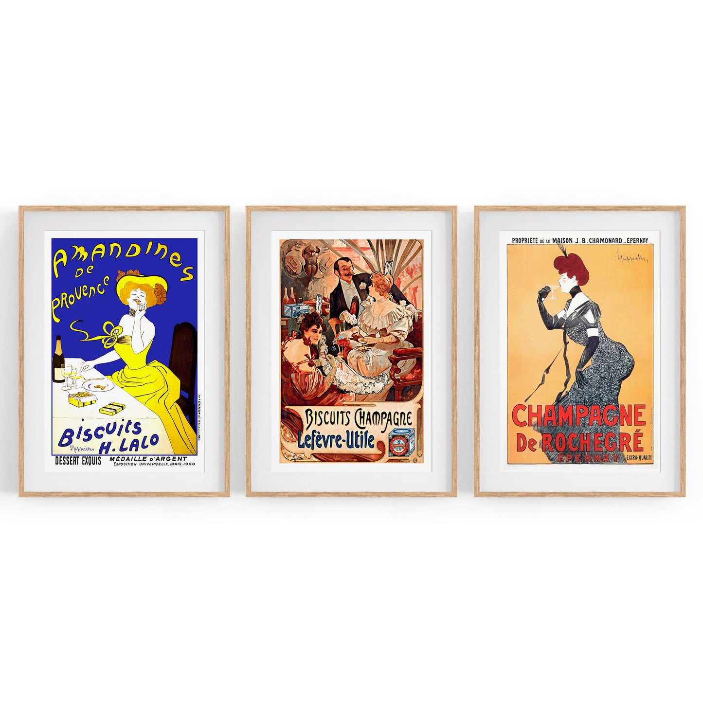 Set of Vintage French Cafe Adverts Wall Art - The Affordable Art Company