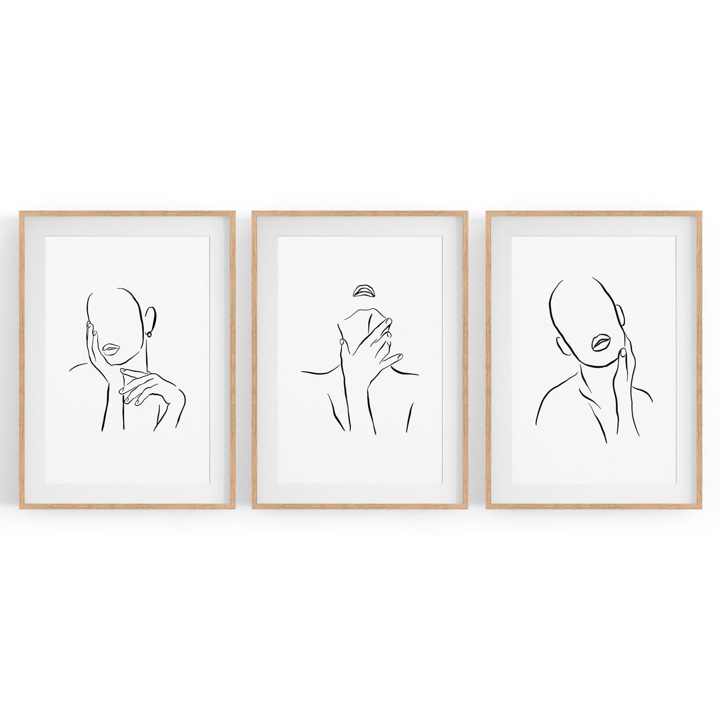 Set of Female Faces Minimal Line Drawings Wall Art - The Affordable Art Company