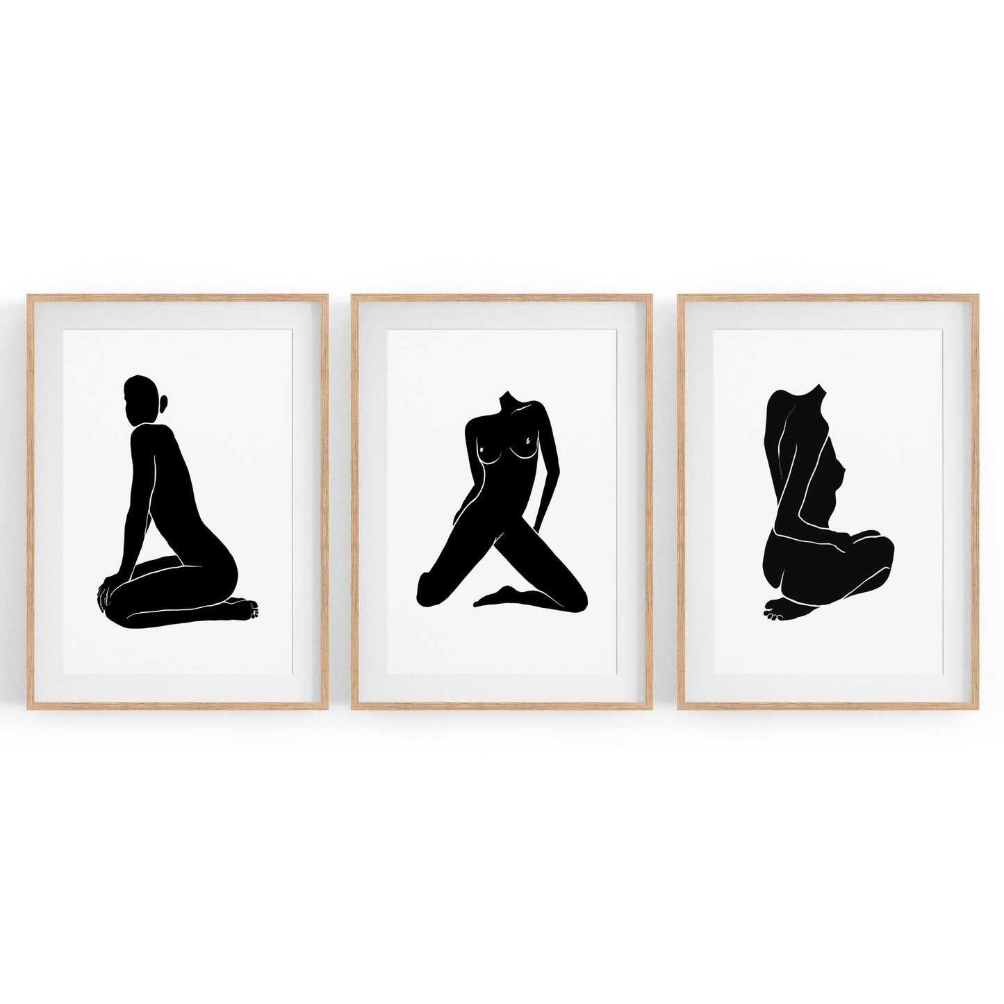 Set of Nude Body Drawing Female Minimal Wall Art #1 - The Affordable Art Company