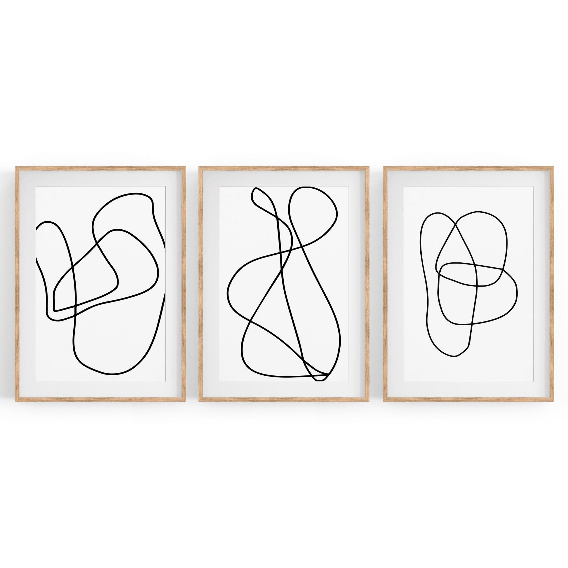 Set of Abstract Line Drawing Minimal Shape Wall Art #3 - The Affordable Art Company