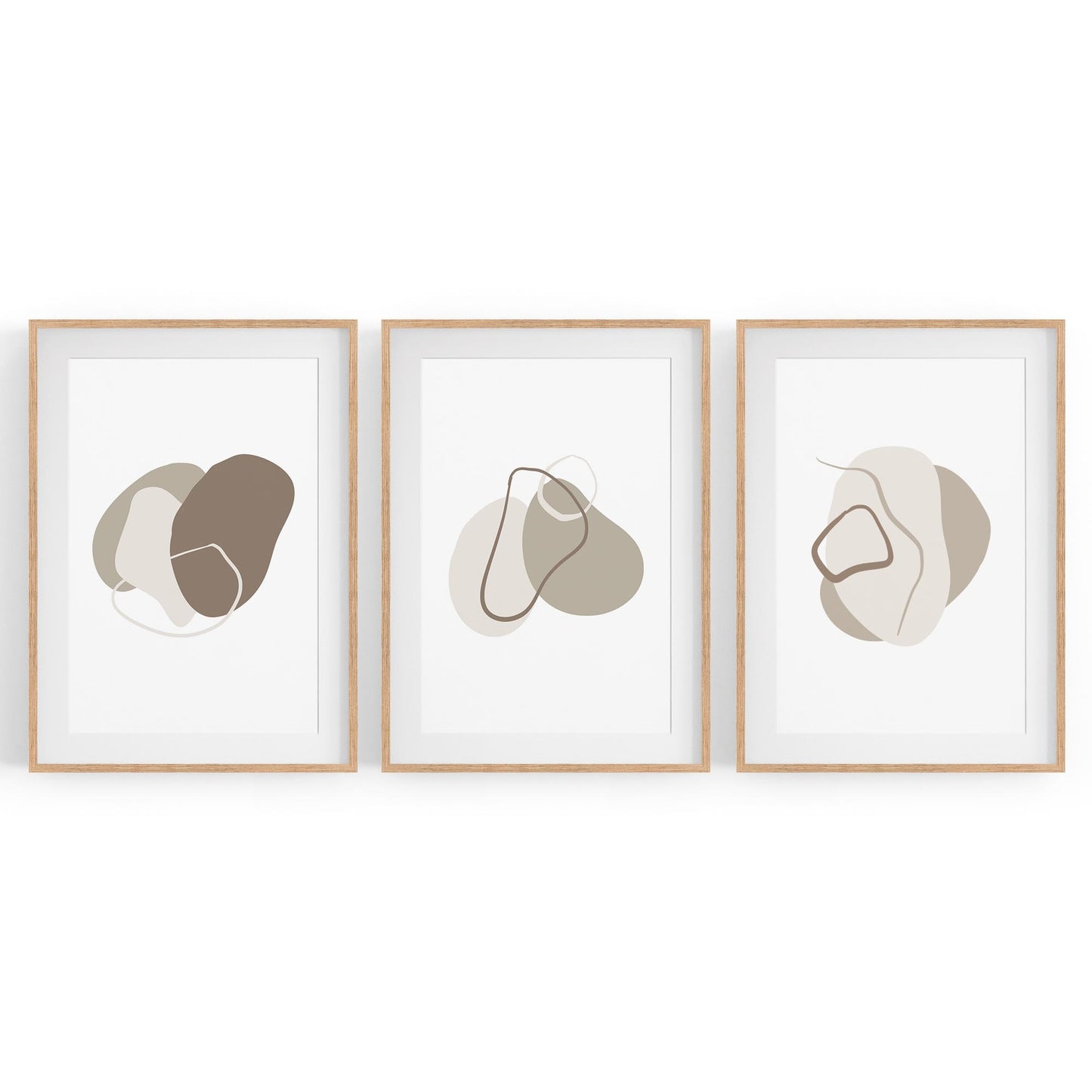 Set of 3 Grey Abstract Shape Wall Art - The Affordable Art Company