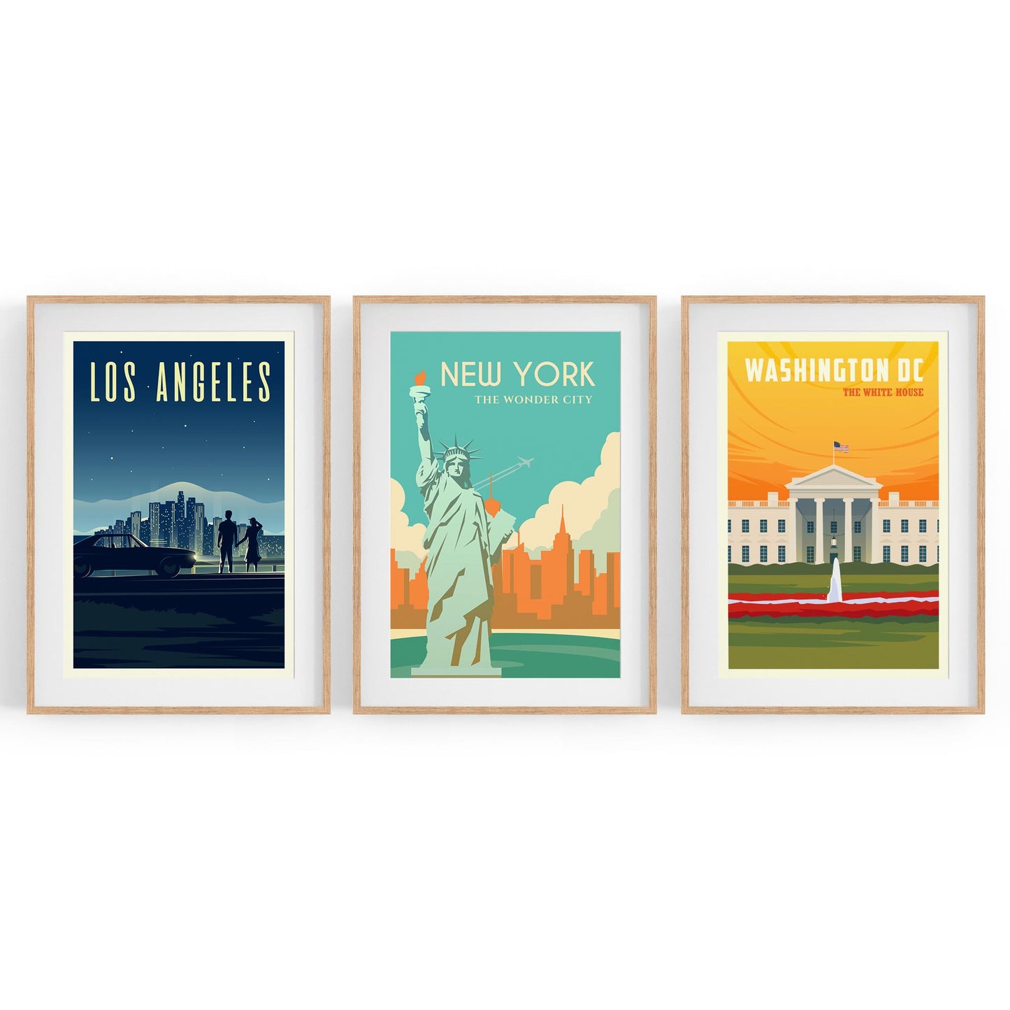 Set of Retro Travel Wall Art (USA Travel) - The Affordable Art Company
