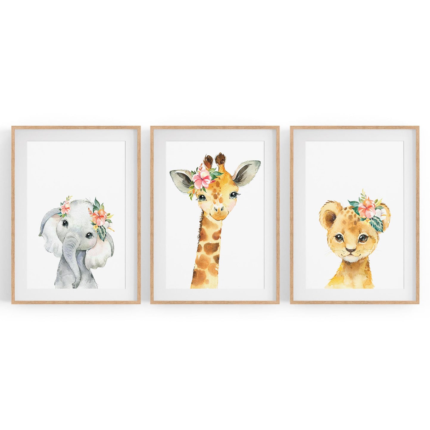 Set of Cute Baby Safari Animals Nursery Wall Art #3 - The Affordable Art Company