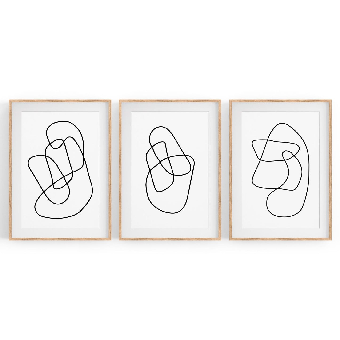 Set of Abstract Line Drawing Minimal Shape Wall Art #1 - The Affordable Art Company