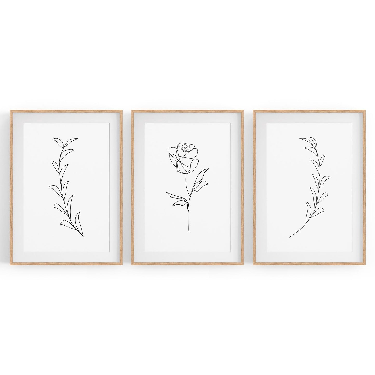 Set of Minimal Flower Line Drawings Wall Art #3 - The Affordable Art Company