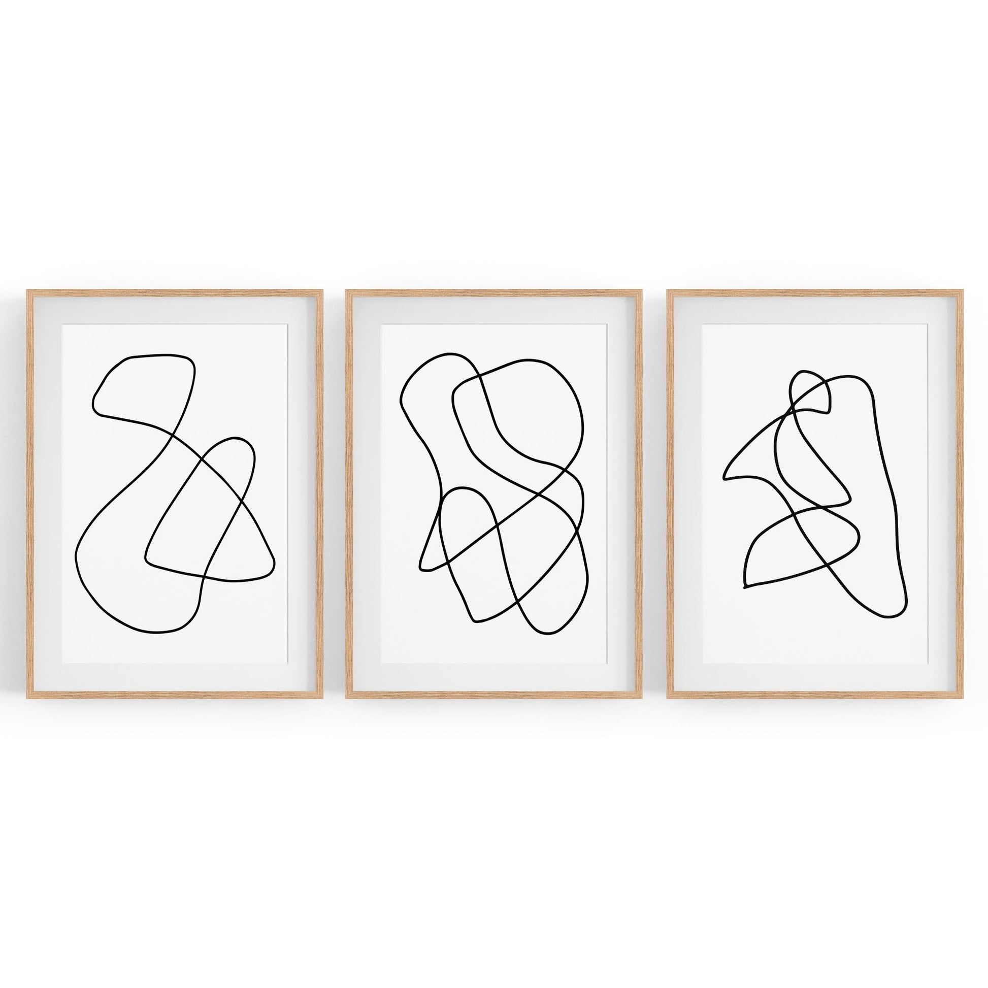 Set of Abstract Line Drawing Minimal Shape Wall Art #2 - The Affordable Art Company