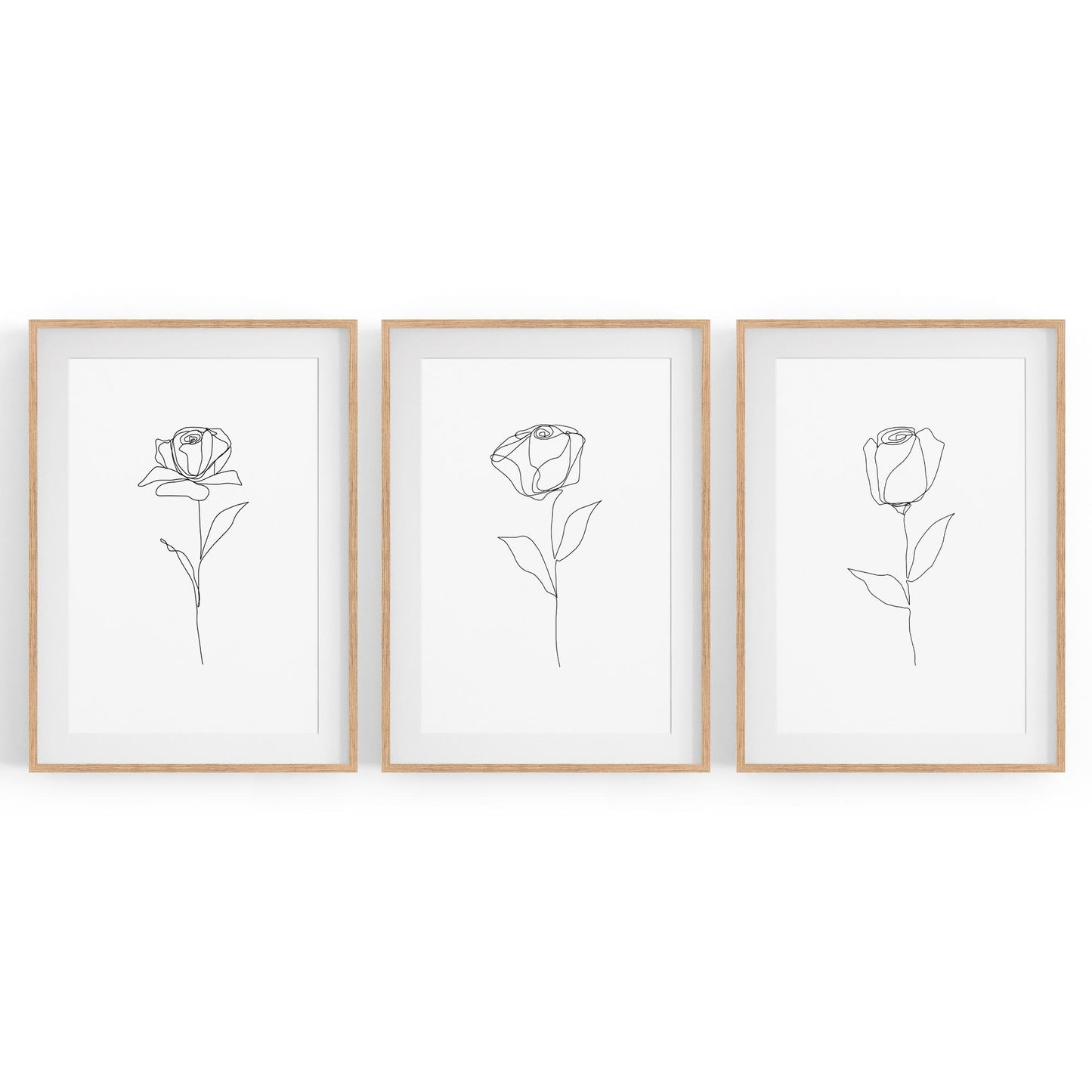 Set of Minimal Flower Line Drawings Wall Art #1 - The Affordable Art Company
