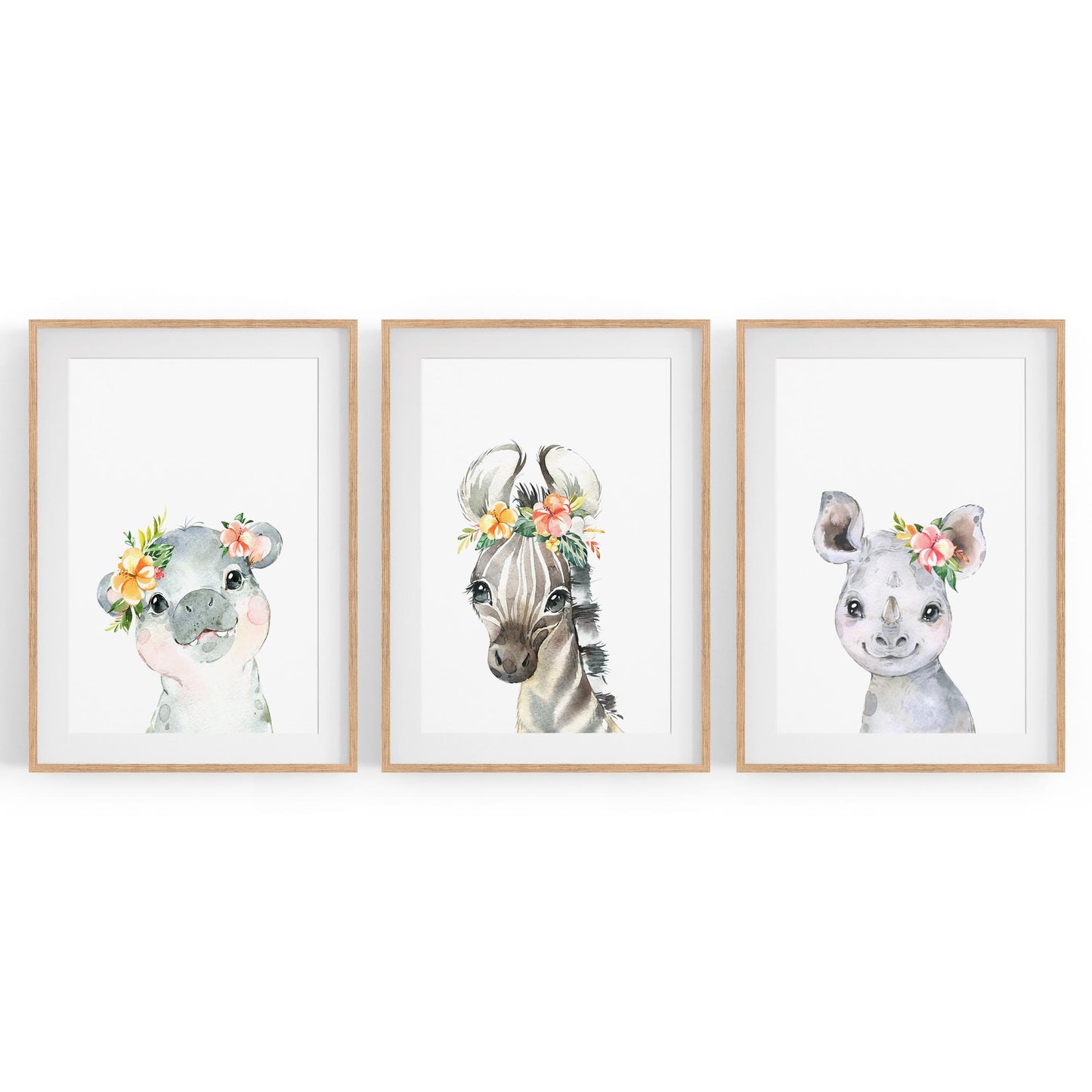 Set of Cute Baby Safari Animals Nursery Wall Art #4 - The Affordable Art Company
