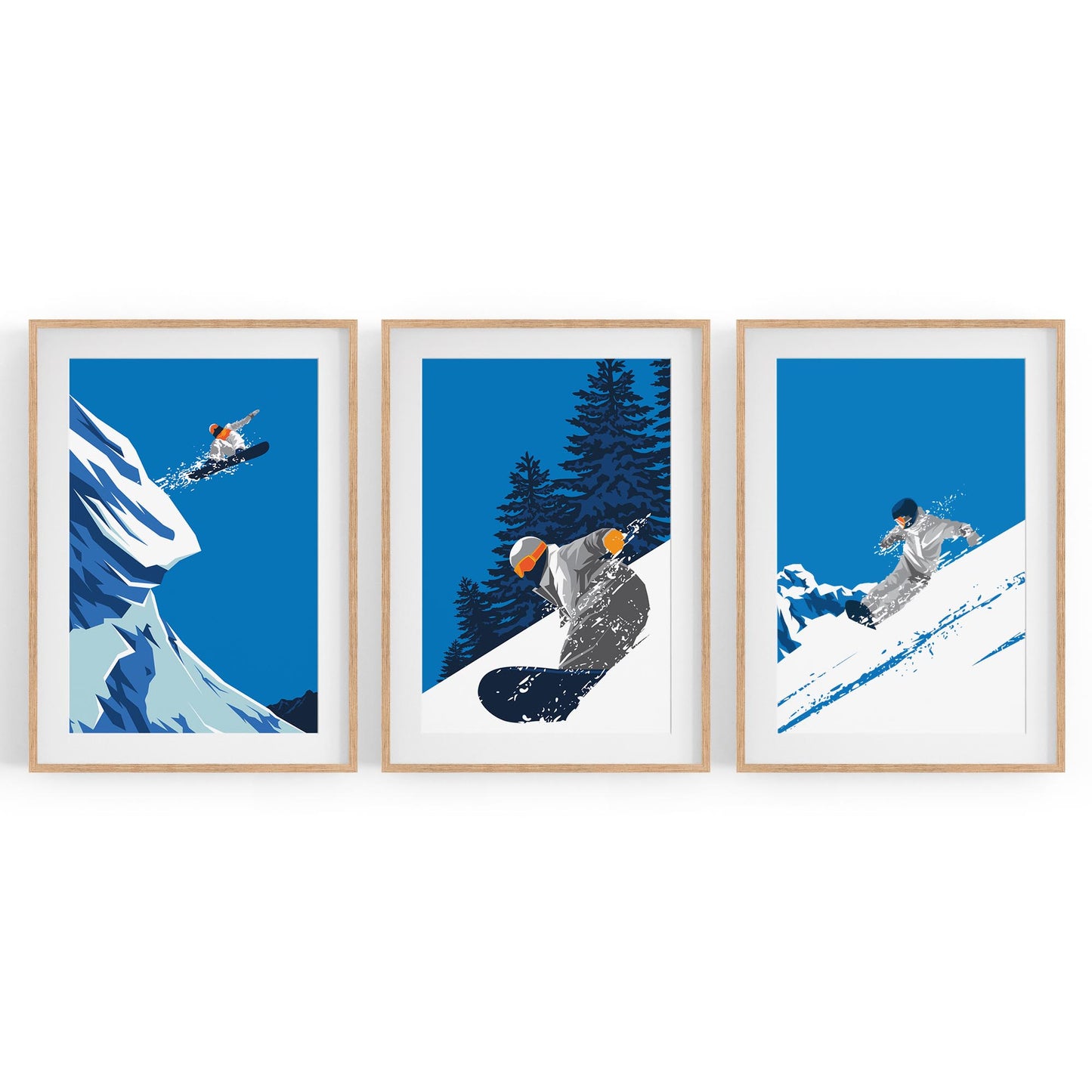 Set of Retro Snowboard Snow Ski Winter Wall Art - The Affordable Art Company