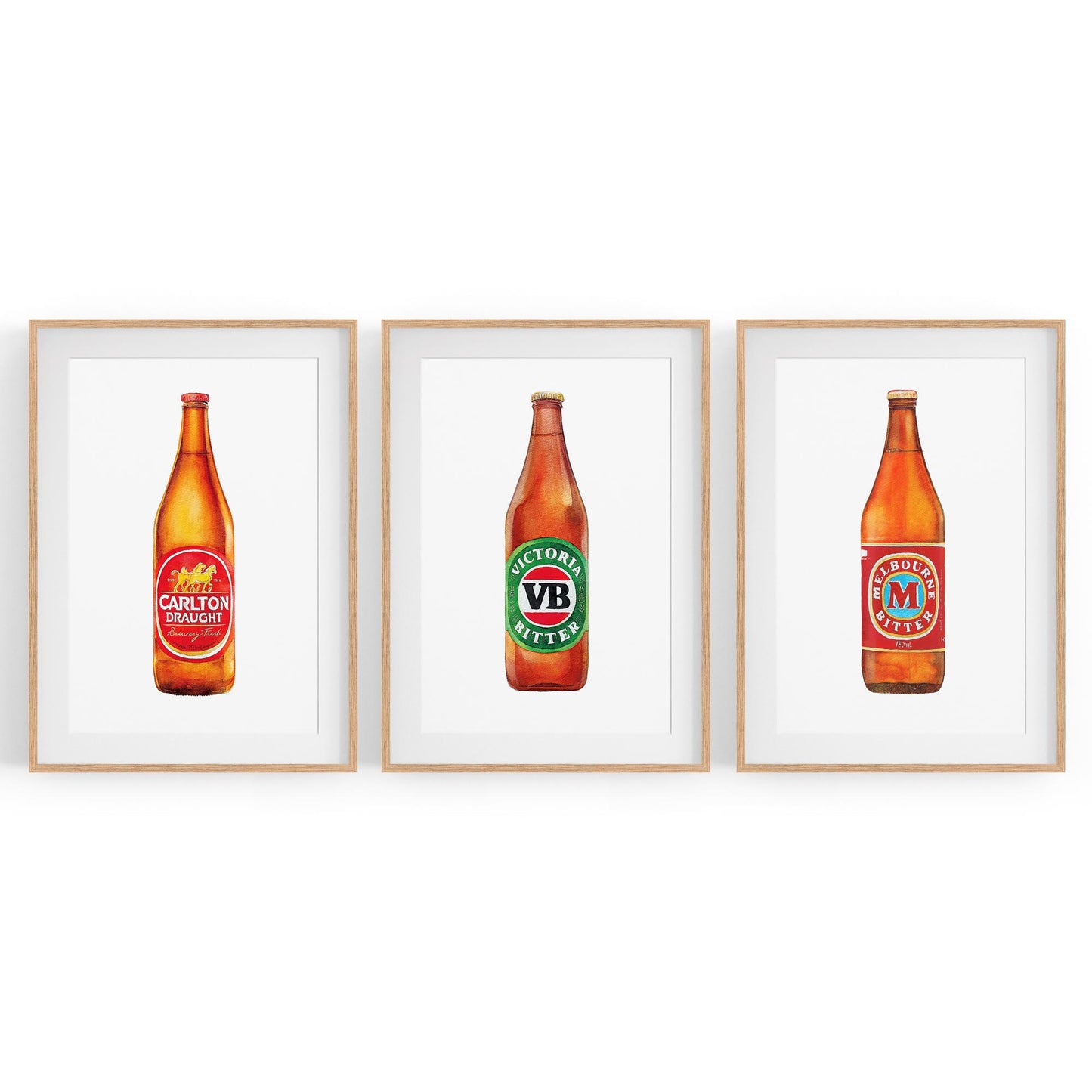 Set of Aussie Beer Longneck Paintings Wall Art - The Affordable Art Company