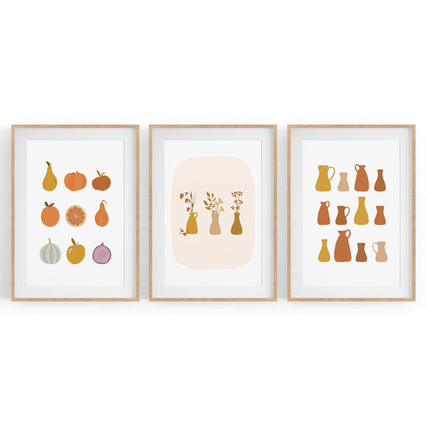 Set of 3 Terracotta Abstract Kitchen Wall Art - The Affordable Art Company