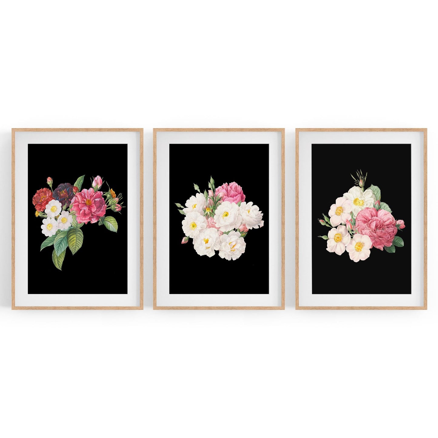 Set of Dark Floral Botanical Flowers Wall Art #2 - The Affordable Art Company