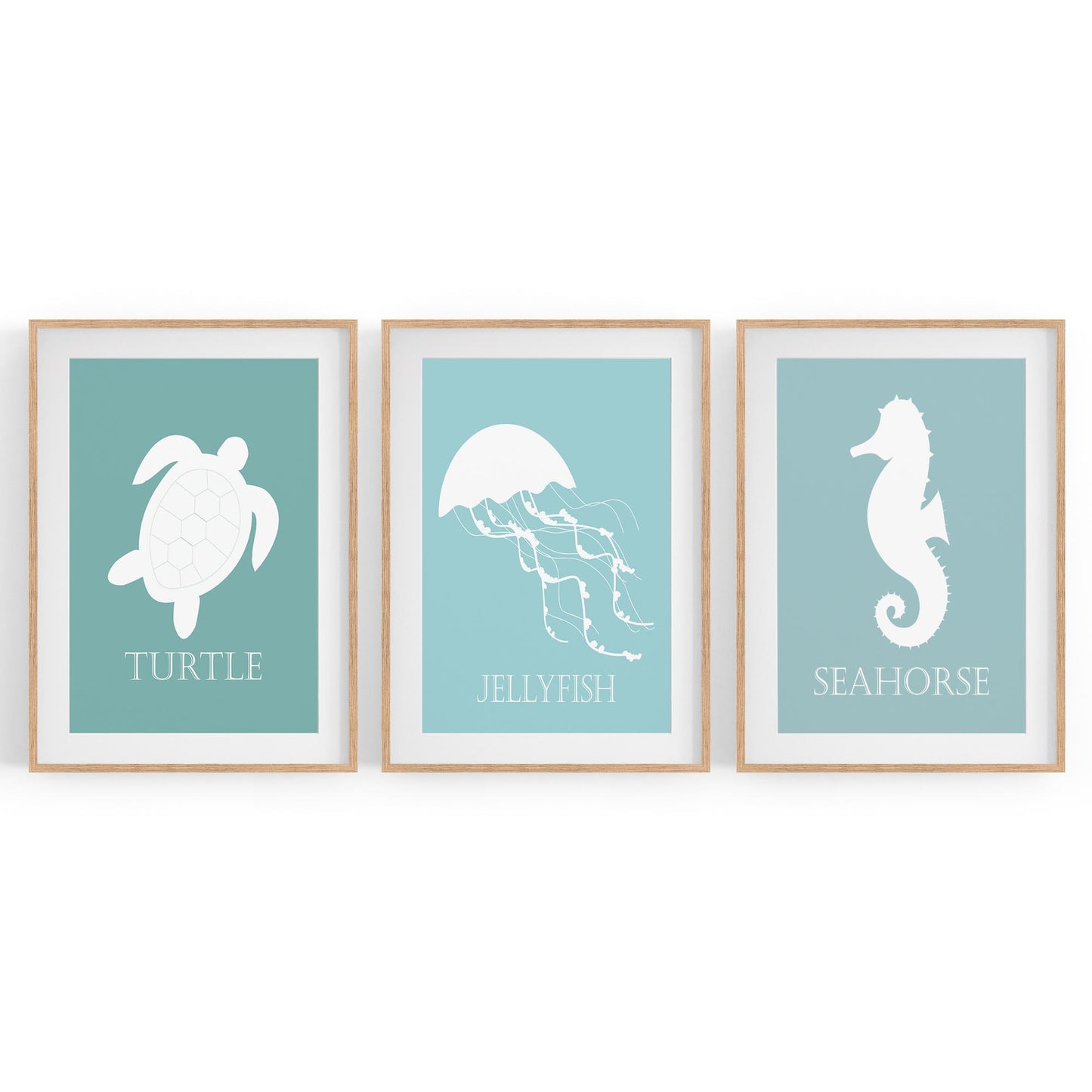Set of Nursery Sea Life Turtle Seahorse Wall Art - The Affordable Art Company