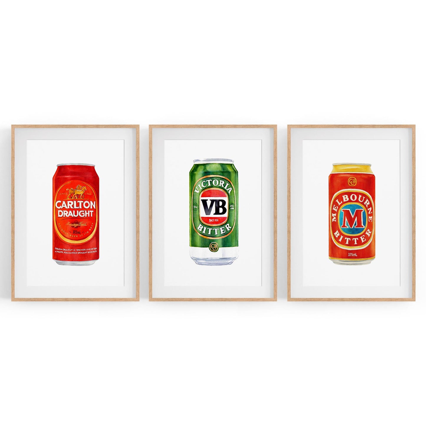 Set of Aussie Beer Tinnie Paintings Shed Wall Art - The Affordable Art Company