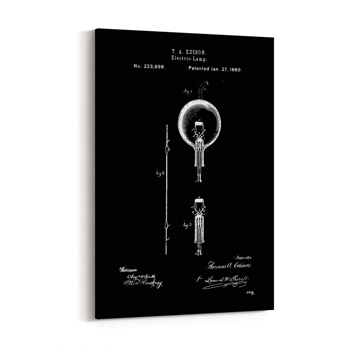 Vintage Edison Light Bulb Patent Wall Art #1 - The Affordable Art Company