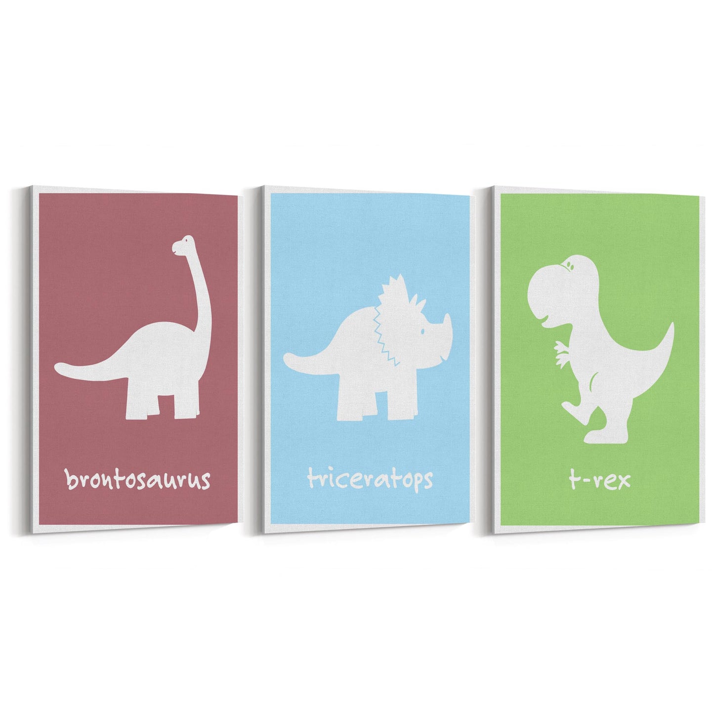 Set of Cartoon Dinosaur Nursery Bedroom Wall Art #2 - The Affordable Art Company