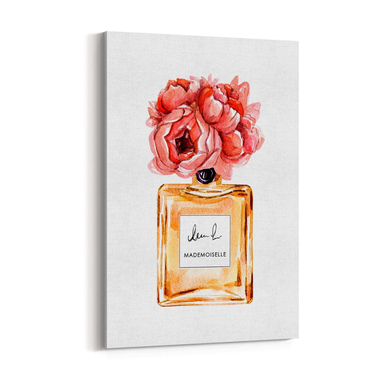 Peach Floral Perfume Bottle Fashion Wall Art #1 - The Affordable Art Company