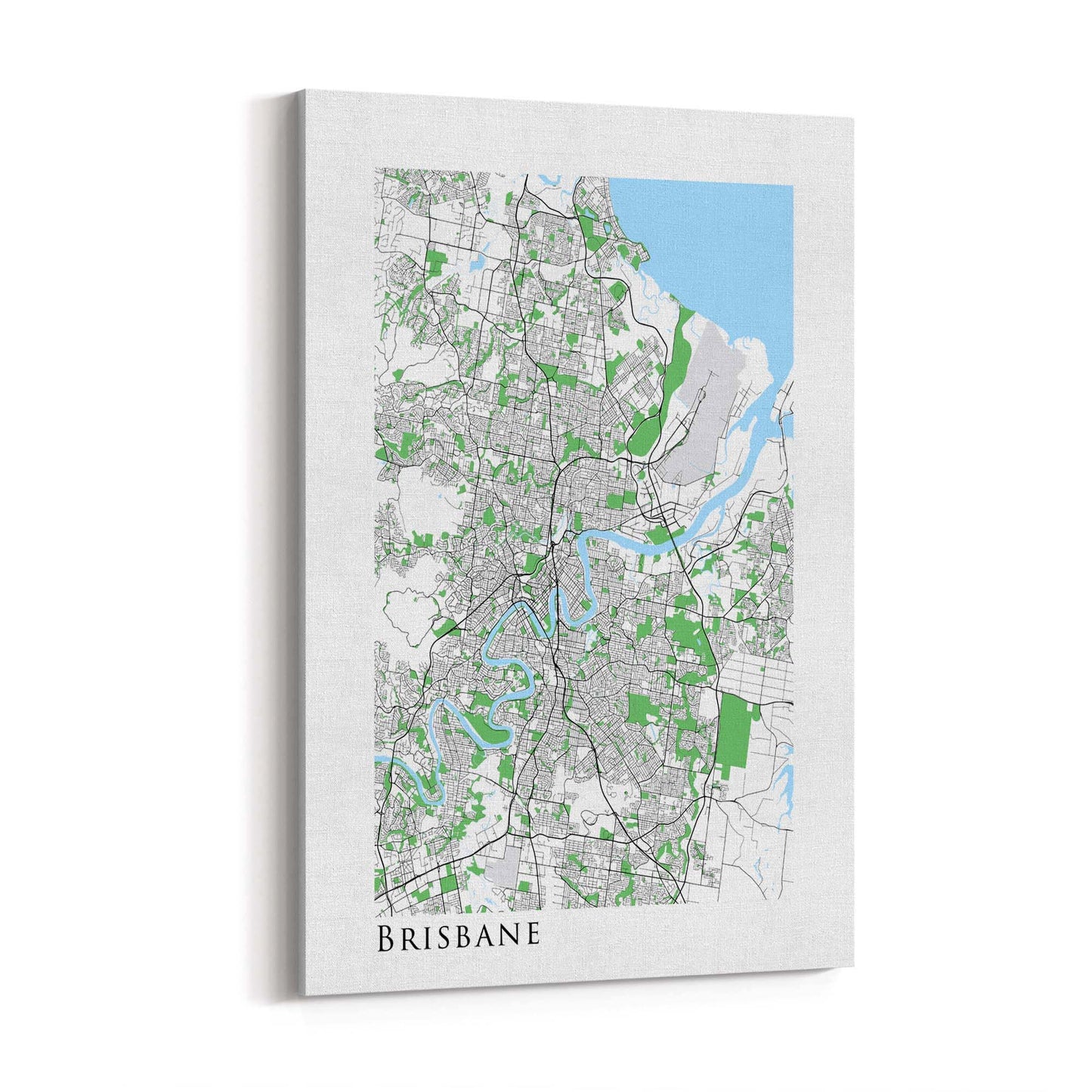 Minimal Brisbane Map Modern Queensland Wall Art - The Affordable Art Company