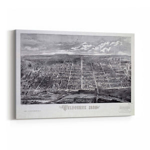 Melbourne City Vintage Drawing Wall Art - The Affordable Art Company