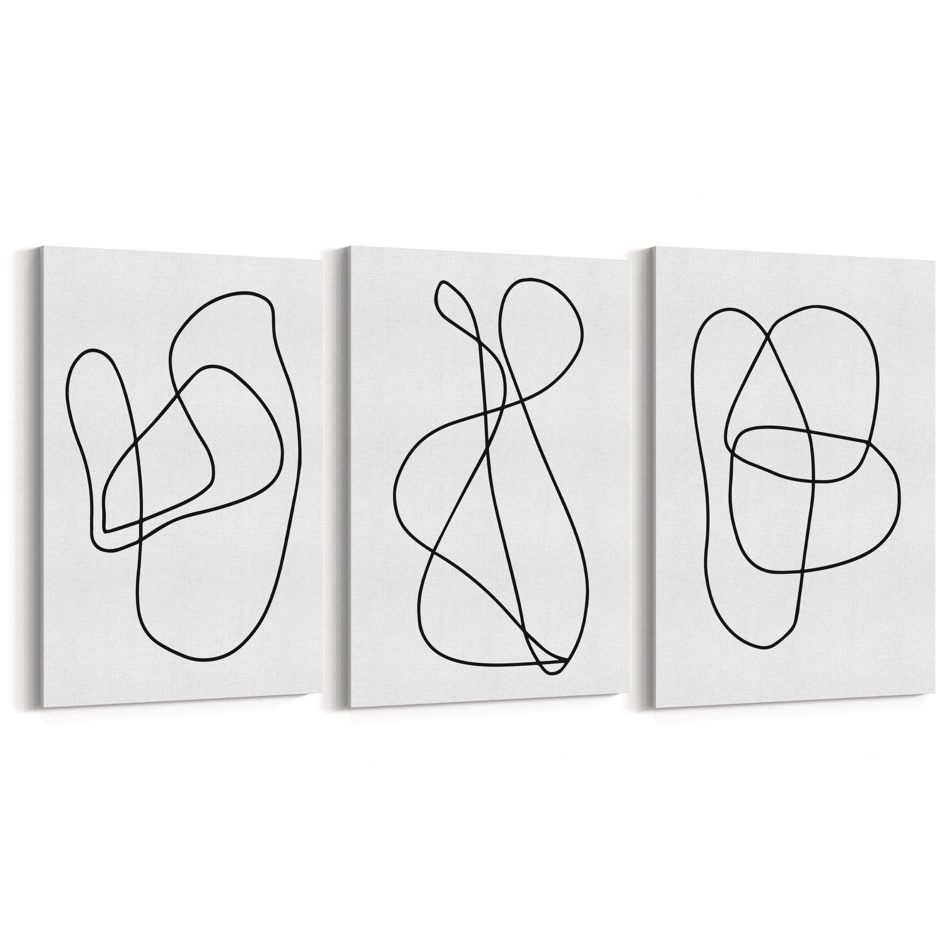 Set of Abstract Line Drawing Minimal Shape Wall Art #3 - The Affordable Art Company