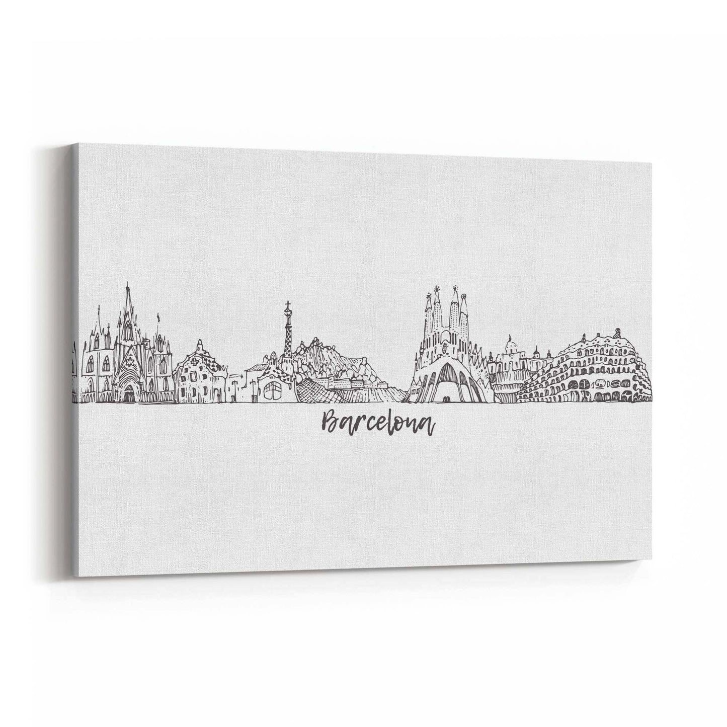 Barcelona Spain Minimal Drawing Cityscape Wall Art - The Affordable Art Company