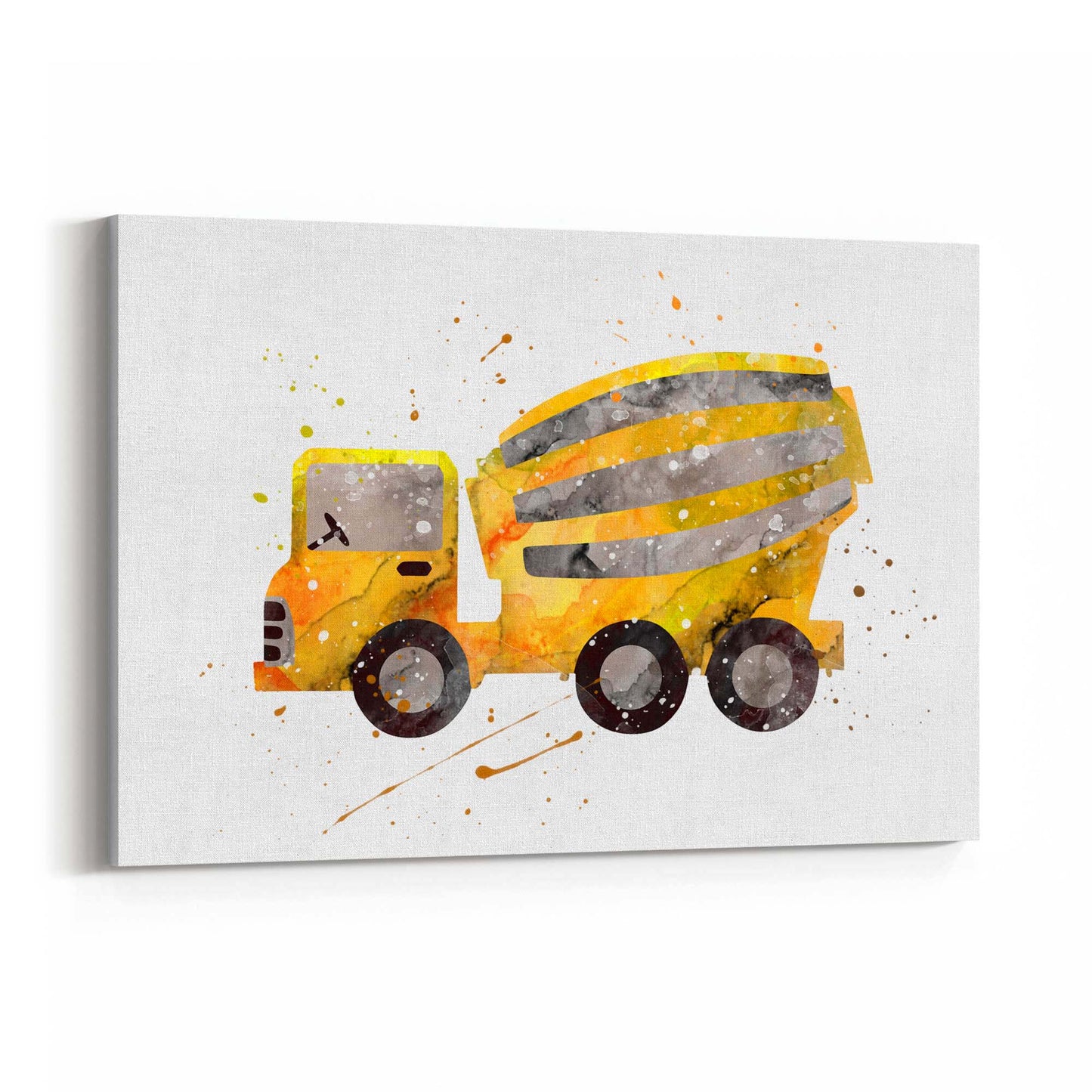 Yellow Mixer Truck Boys Bedroom Nursery Wall Art - The Affordable Art Company