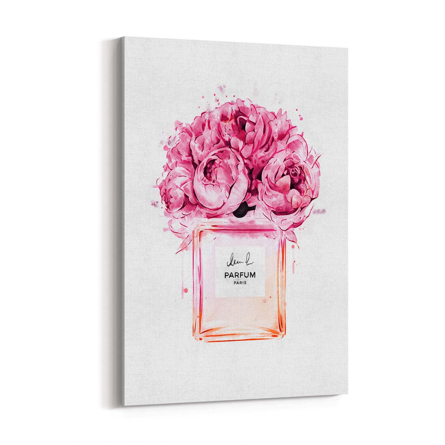 Pink Flowers Perfume Bottle Fashion Wall Art - The Affordable Art Company