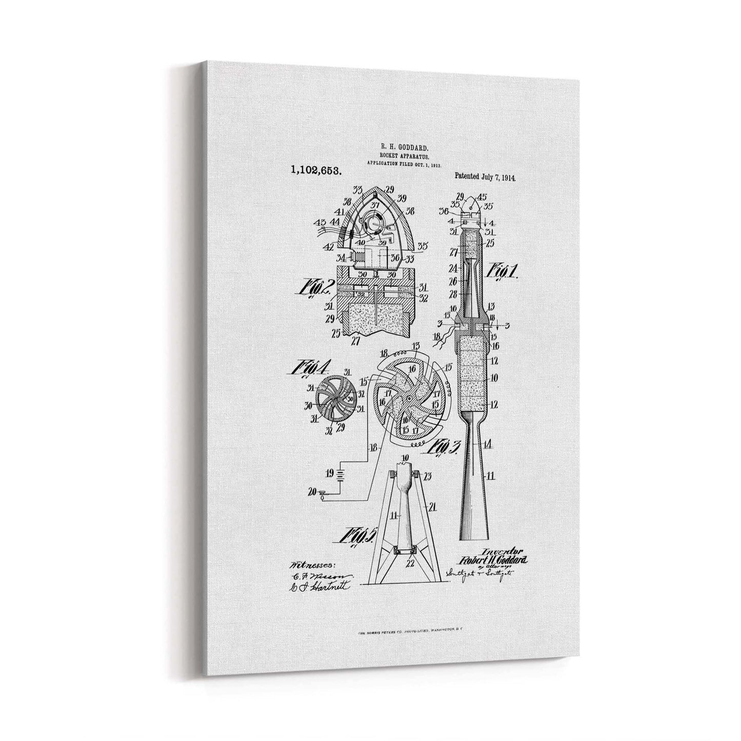 Vintage Rocket Patent Engineering Wall Art #2 - The Affordable Art Company