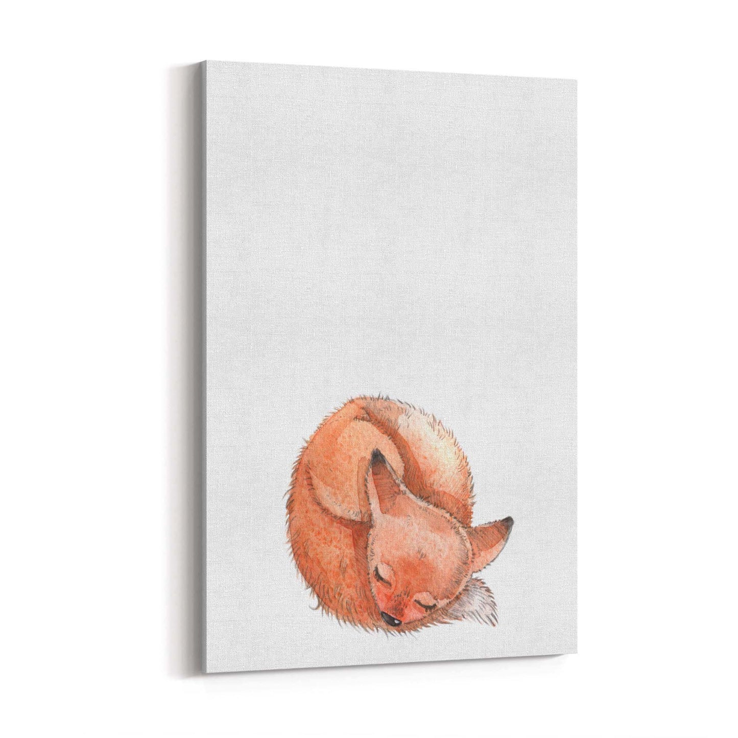 Cute Sleeping Fox Cartoon Animal Nursery Wall Art - The Affordable Art Company